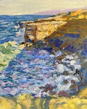 Sunset Cliffs View. Oil Painting ORIGINAL. Signed by Artist. Impressionism Art
