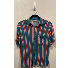 URBAN OUTFITTERS Blue And Orange Striped Button Down Shirt Size XS