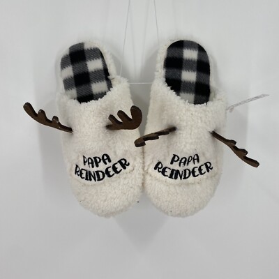 Jammies for your Families Men s  Papa Reindeer  Slippers size M (8-9)