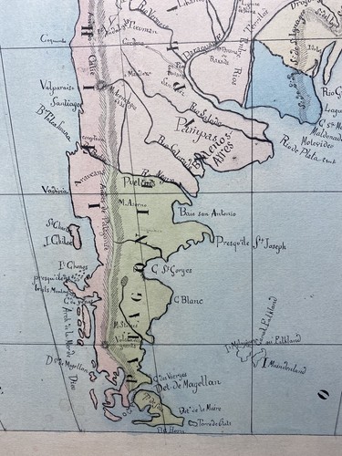Original Antique Drawing 19th Century - Study, Map Geography South America, 1886 - 第 4/10 張圖片