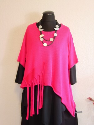 Italy Moda° Asymmetrischer Strick Überwurf Baumwolle ~ DIV. Farben ~ one size