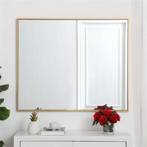 Elegant Decor Eternity 36" x 30" Contemporary Metal Frame Mirror in Brass - Picture 8 of 12