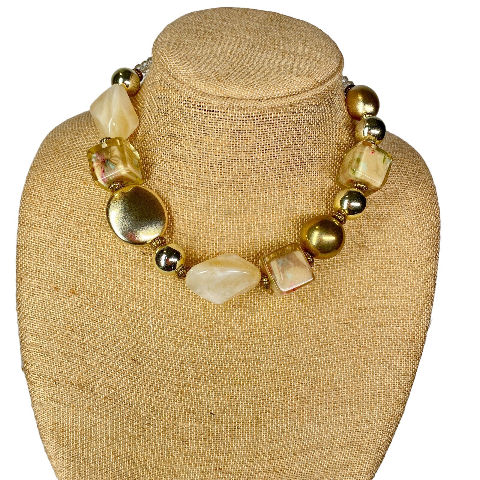 Unique Beaded Chunky Acrylic Cube Statement Neckl… - image 3