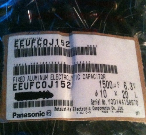 5x EEU-FC0J152 CONDENSADOR PANASONIC ALUMINIO 1500UF 6.3V 20% RADIAL 10X20mm - Imagen 3 de 7