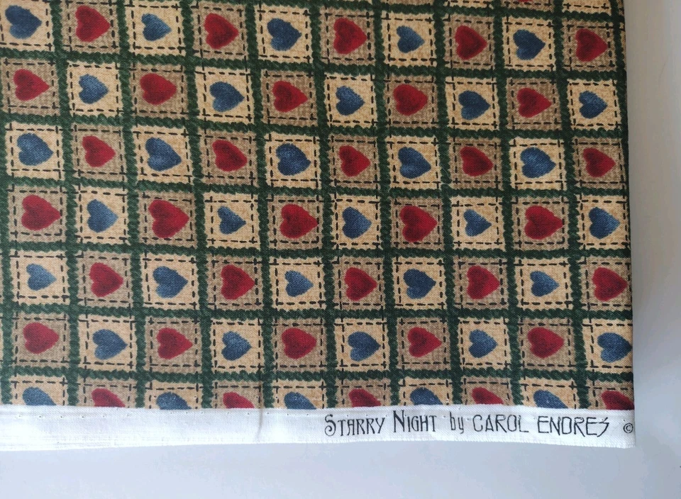 Benartex Noche Estrellada Carol Endres Corazón Patrón Rústico Granja 43"/44" X 2 Yardas Foto 3 de 4