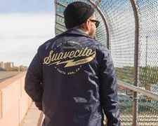 Men's Suavecito Pomade Santa Ana Black Windbreaker Size Large