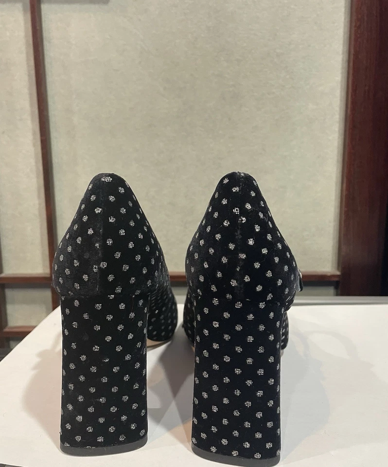 Zapatos de salón Kate Spade MARCY negros de gamuza con logotipo Mary Jane bloque en ángulo de 3,5" de tacón talla 6,5 Foto 4 de 4