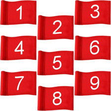 9 Pcs Mini Golf Flags for Yard 8.9 X 5.7 Inch 1-9 Nylon Golf Pin Flags for Putti