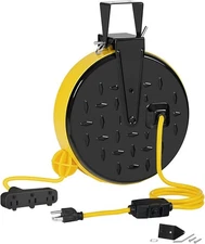 30 Ft Retractable Extension Cord Reel, 16/3 Gauge Black/Yellow--yellow 