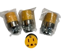 Lot of 4 Female Extension Cord Replacement Electrical End Plugs 15AMP 125V