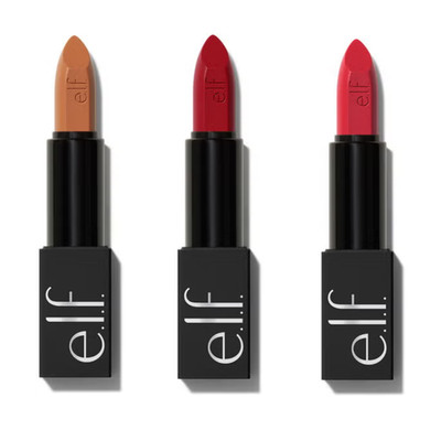 e.l.f Satin Lipstick Set 3pc O FACE Bundle NEW Vegan
