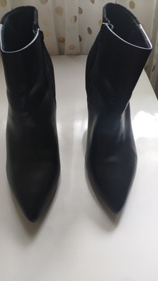 Lohna Black Pointed Toe Zip Ankle Bootie PU Textile Upper Women's Size 11M