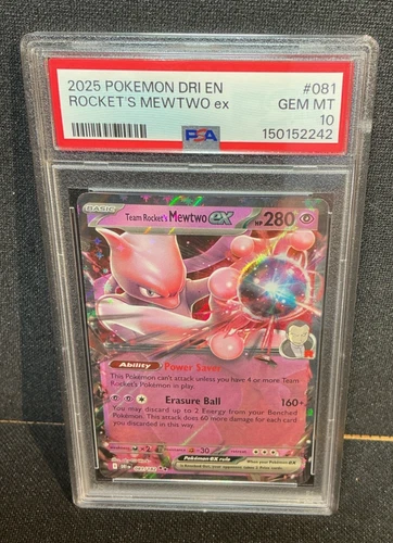 2025 POKEMON DRI EN-DESTINED RIVALS #081 TEAM ROCKET'S MEWTWO EX PSA 10