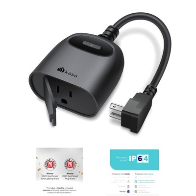 Long-Range Kasa Wi-Fi Outdoor Plug, Easy Setup, Philips/SmartThings Compatible
