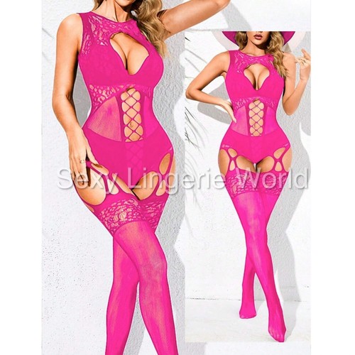 Intimes Top Damen Body Strumpf sexy Spitze Fischernetz Dessous Body Sex Kleidung - Bild 73 von 104
