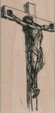 Christ On Cross 2 1/4 x 4 1/2" Rubber Stamp, Christ Stamp, Religion