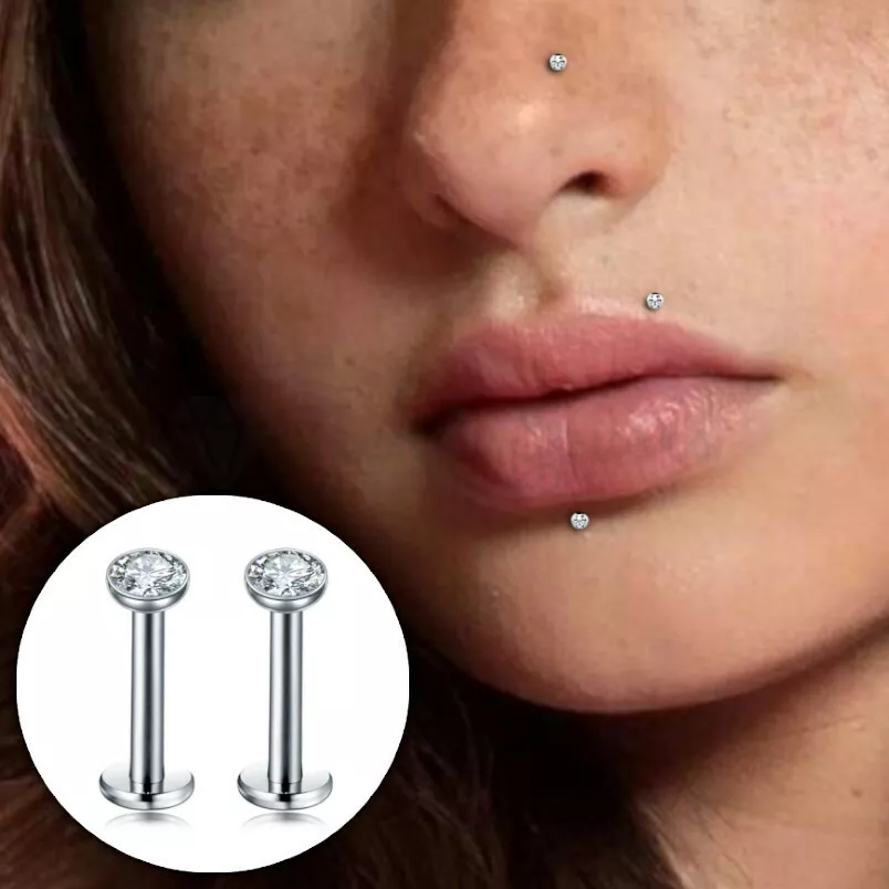 2.5MM Casual Punk Round Zircon Cartilage Nose Labret Bar Stud