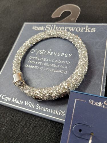 NIP Belk Silverworks Silver Plated Wrap Bracelet Made With Swarovski Crystals