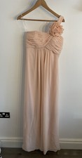 Drama Queen By Amanda Wyatt Prom Bridesmaid One Strap Dress Nude/pink Uk 8