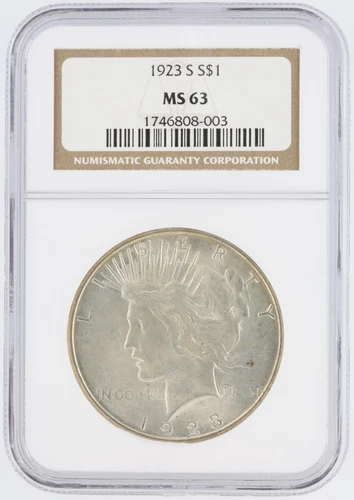 1923-S Peace Silver Dollar NGC MS63 S$1 San Francisco Minted No Reserve