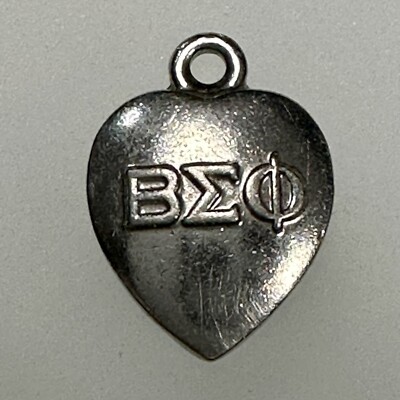 1965 Beta Sigma Phi Sorority Heart Charm Sterling Silver Women Organization