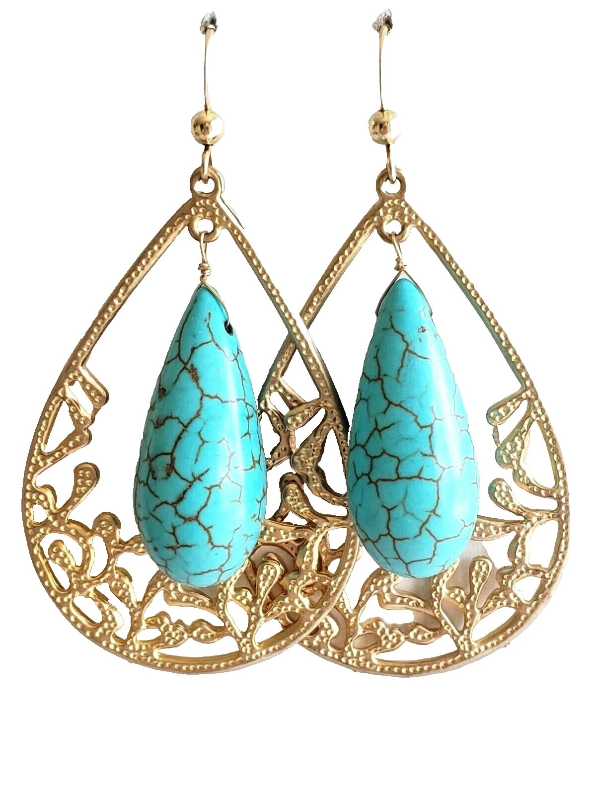 Pendientes de Moda enchapado oro amarillo turquesa