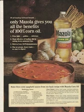 1964 Mazola Corn Oil Vintage Print Ad 1960s Zesty Spaghetti Clam or Meat Sauce
