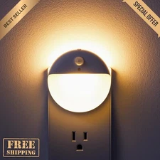 2 Pack Plug-In Night Light with Motion Sensor and Dusk to Dawn Sensor