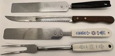 4 PCs-Ekco Eterna Serrated Knife, Blk Handle Spreader, Fork & Ace Tulip Spreader