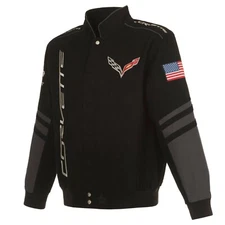 Authentic Chevrolet Corvette  Embroidered Cotton Twill Jacket JH Design Black 