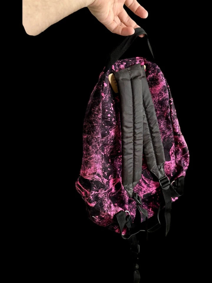 Mochila Eastpak 90’s lavagem ácida neon rosa e preta Y2K muito rara - Imagem 3 de 4