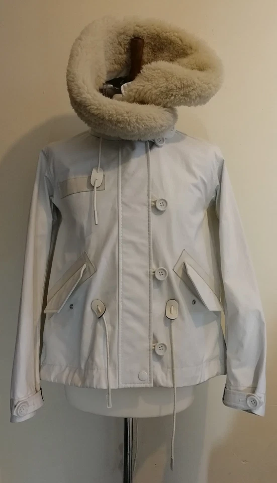 Chaqueta impermeable COACH Snorkel Parka blanca talla XS Reino Unido 6 PVP - £925 Foto 2 de 4