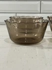 4 Pyrex Corning Amber Brown 6oz. 3 Ring  Scalloped Custard Bowls /  Cups # 463