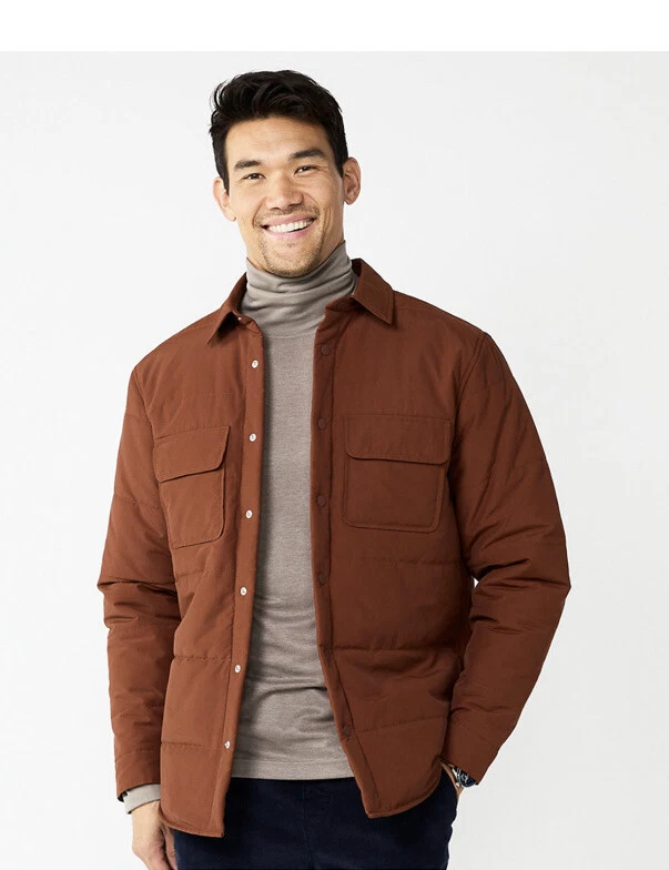 Apt. 9 Mens Quilted Puffer Shirt Jacket Snaps Pockets sz XL