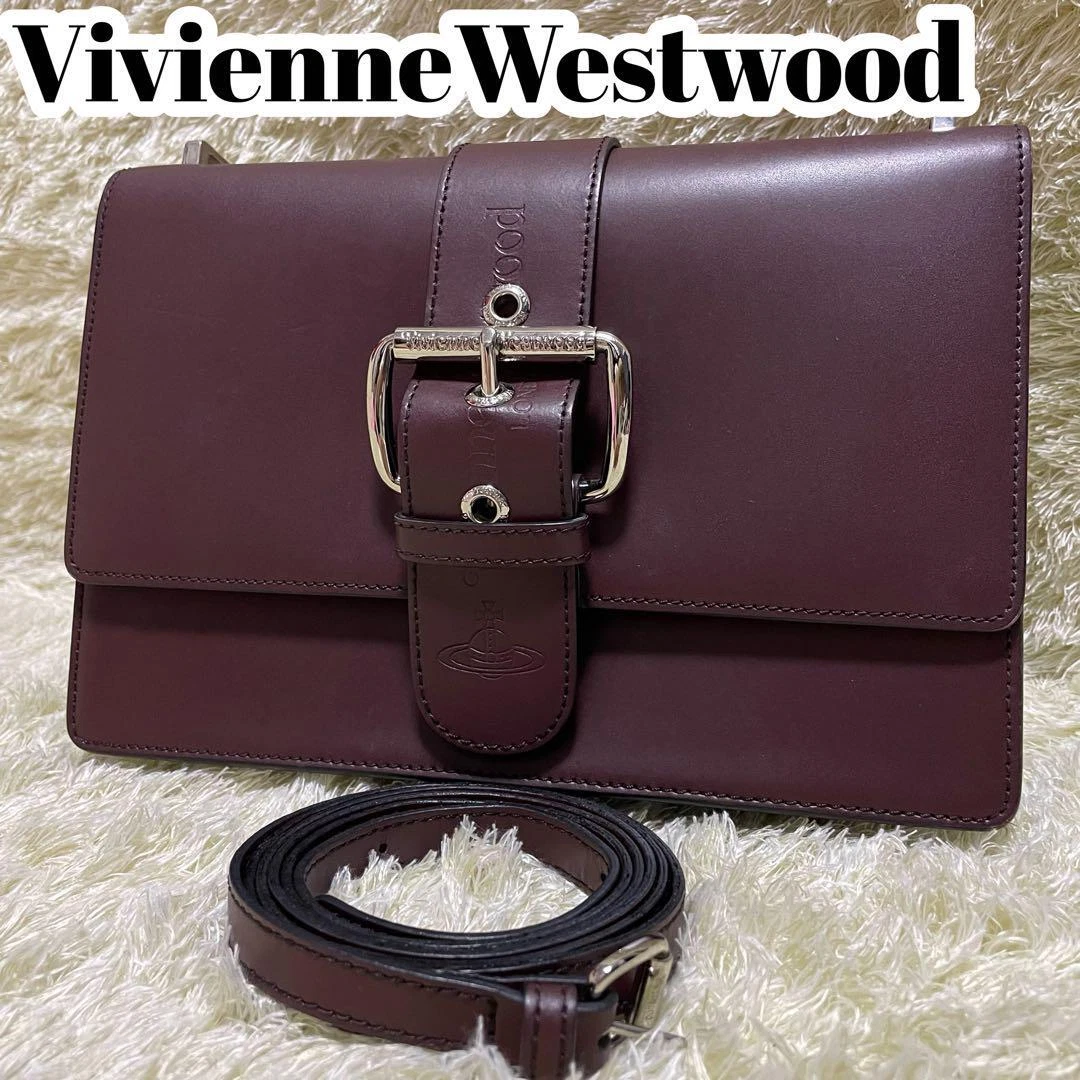 VIVIENNE WESTWOOD Women's ALEX Belt Shoulder Bag Bordeaux Leather USED