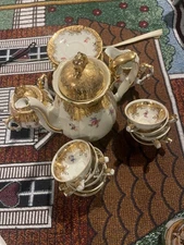 ANTIQUE BAVARIA GERMANY RW COFFEE TEA SET FLORAL DDESIGN GOLD