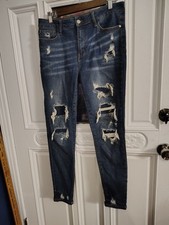 Judy Blue Jeans Women 11/30 Blue Skinny Fit Denim Distressed