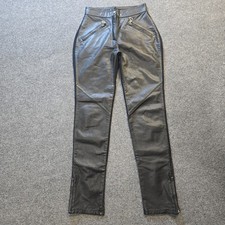 Harley Davidson Pants Womens Size 8 Black Leather Motorcycle Biker Heavy Vintage