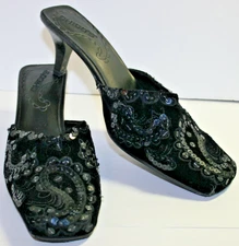 Chico's Black Sequin High Heels Size 7 M Seville Holiday Pumps