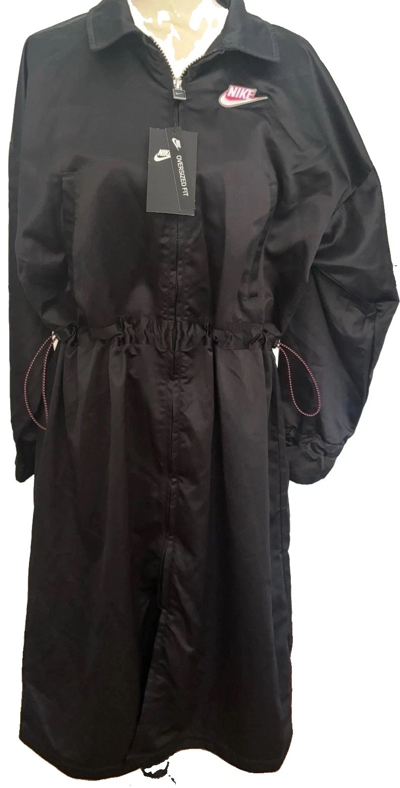 Nike Icon Clash Black Satin Jacket Womens XS Harajuku Sukeban Rebel Streetwear - product detail image 1