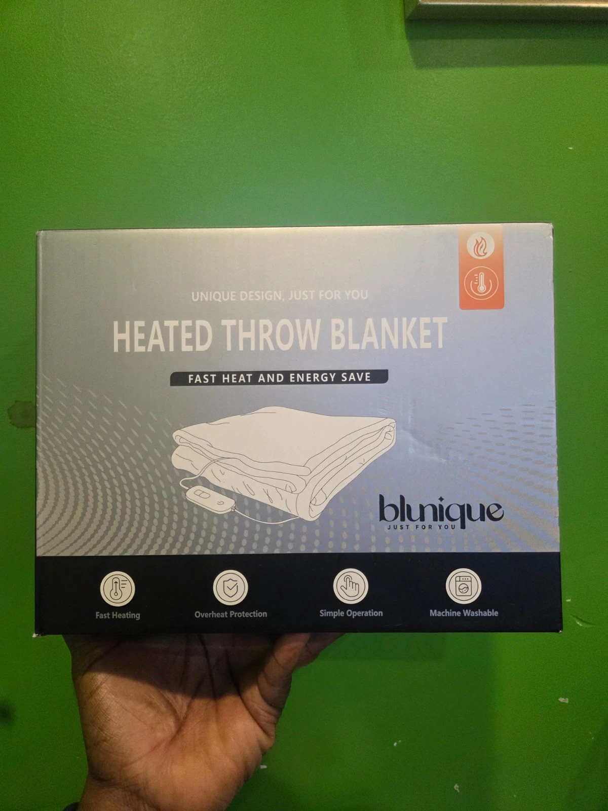 Blunique Heated Mattress Pad, Twin, Grey