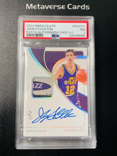 2023 John Stockton Immaculate Utah Jazz Team Logo Tag Patch Auto 1/1 Super Rare