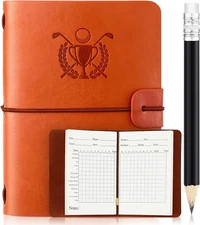 Yexiya Golf Scorecard Book with Pencil Leather Golf Journal Scorecard Holder Acc