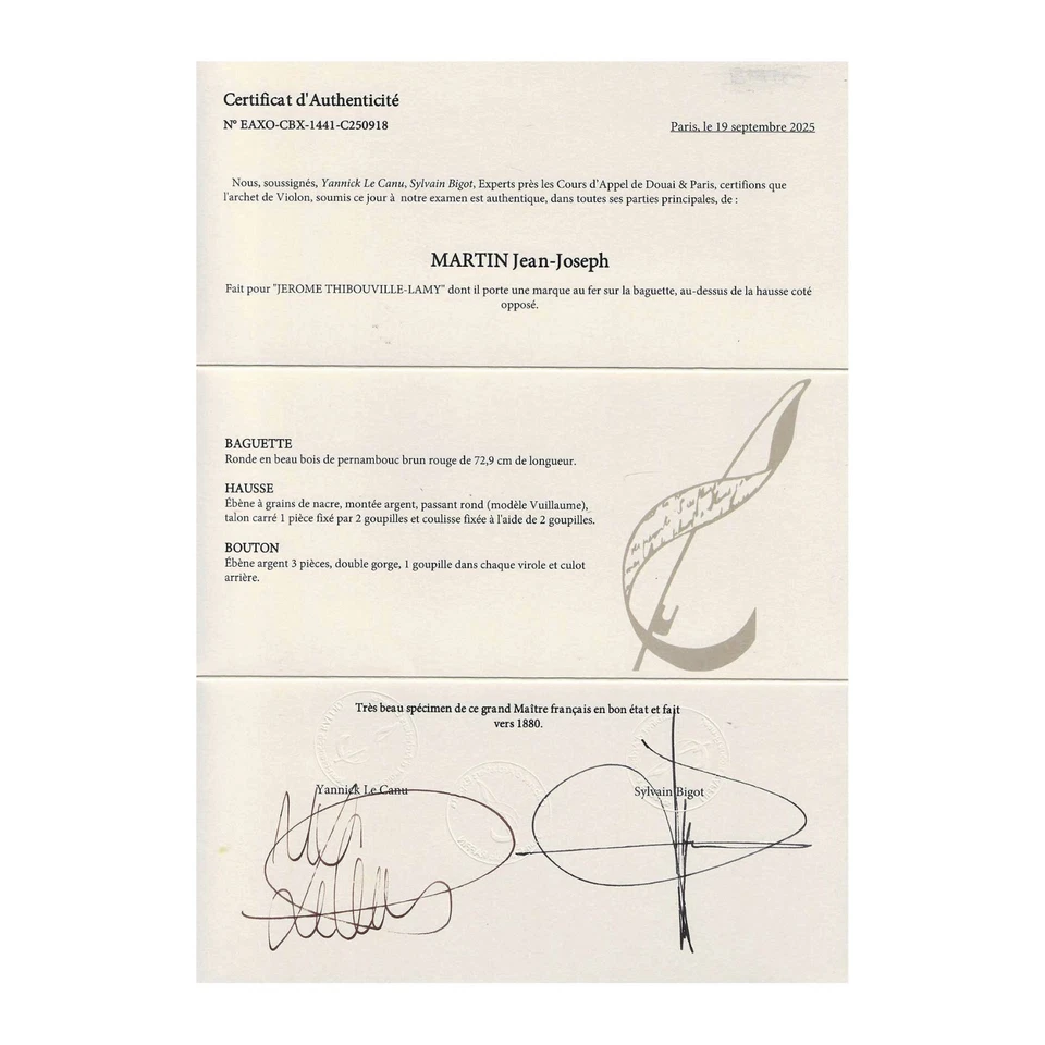 Fine viola bow by Jean-Joseph Martin, circa 1880 (certificate)  (old, antique) - Image 3 of 4