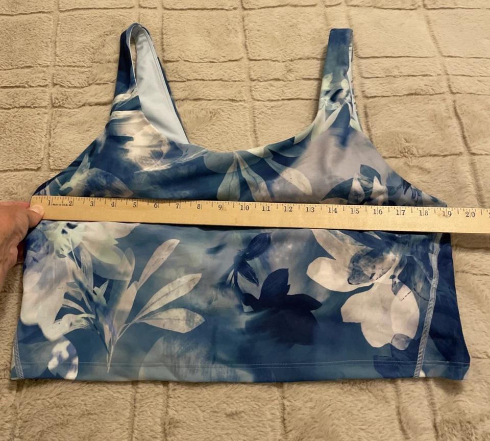 Sujetador deportivo floral azul marino antiguo activo Powersoft largo XXL soporte ligero Go Dry Foto 2 de 4