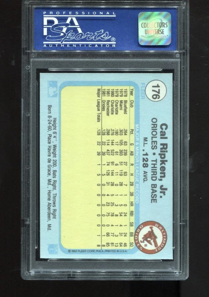 Cal Ripken Jr. Rookie 1982 Fleer #176 RC Card MLB Orioles PSA 8 nm-mt - Image 2 of 2