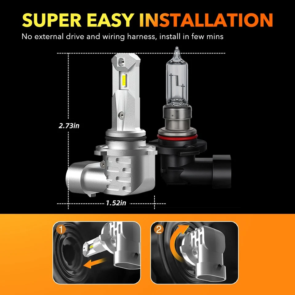 9005 HB3 LED Headlight Super Bright Bulbs White 6500K 360000LM High/Low Beam Kit - Image 4 of 4