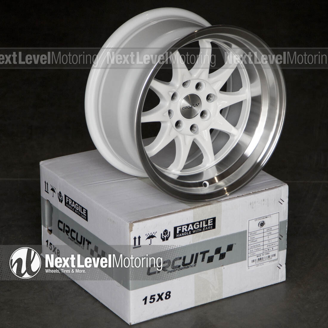Circuit CP29 15x8 4-100 4-114.3 +0 Gloss White Wheels Fits