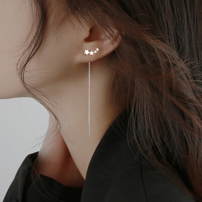 Lovely Stars 925 Sterling Silver CZ Threader Thread Line Dangle