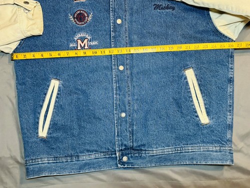 Vintage Disney Mickey Mouse Varsity Jacket Denim Athletic Club Large Jean - Picture 7 of 21